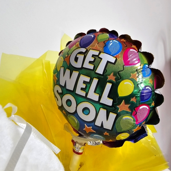 Ceramic Tote Plush Bear Baloons "Get Well Soon", AmeriChoice Since 1987 - Picture 4 of 10